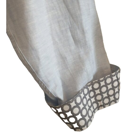 TED BAKER Mens Linen Blend Button Up Collarless Roll Tab Shirt Blue - 7 (3XL) - Picture 7 of 9